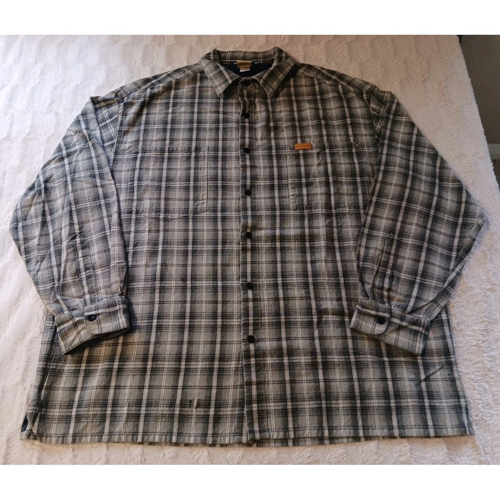 Vintage State Property Button Up Shirt Gray Men's 2XL Flannel Y2K Early 2000s